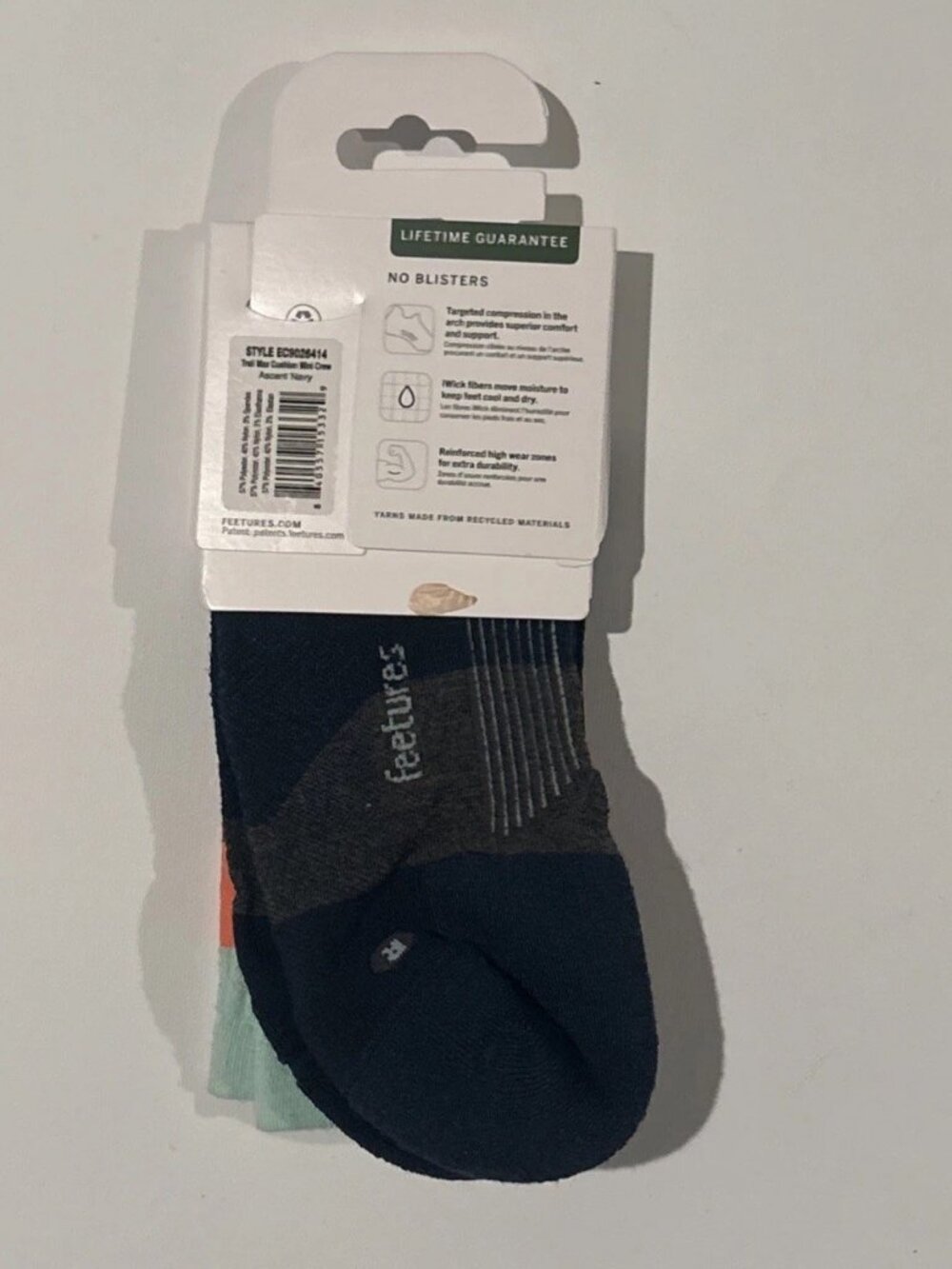 3 Pairs Feetures Socks Trail Max Cushion Mini-Crew Ascent Navy XL - Picture 10 of 11